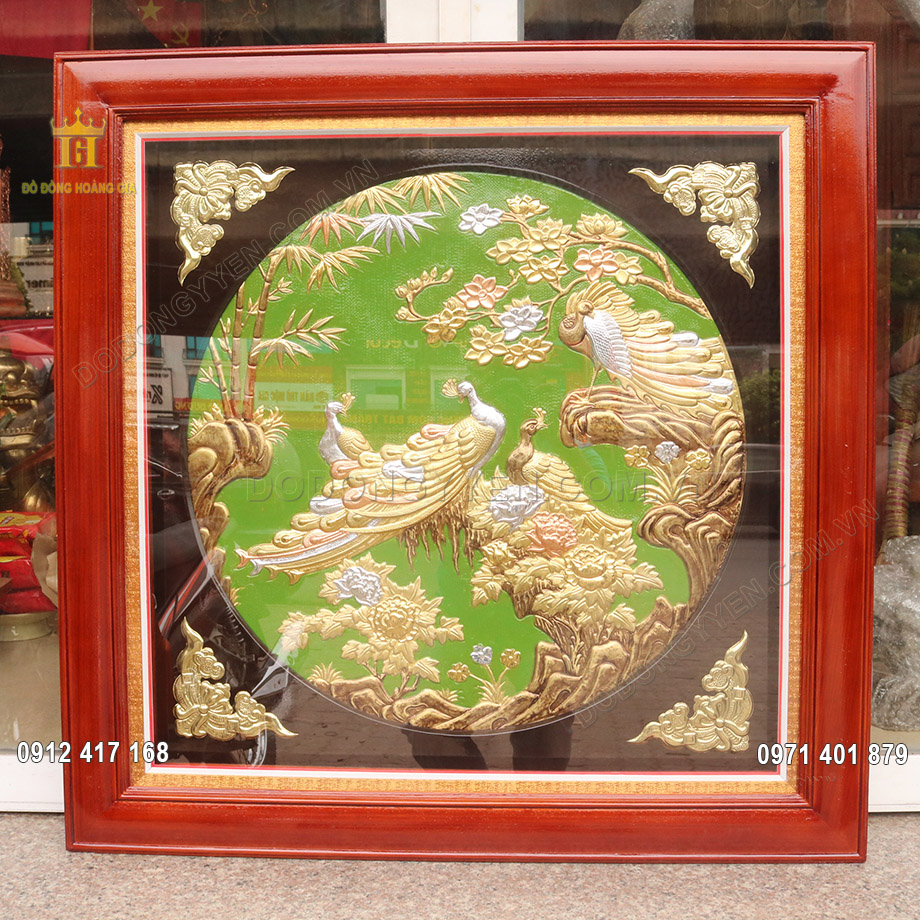 Tranh Đồng C&ocirc;ng Mai Mạ Tam Kh&iacute; Vu&ocirc;ng 80Cm